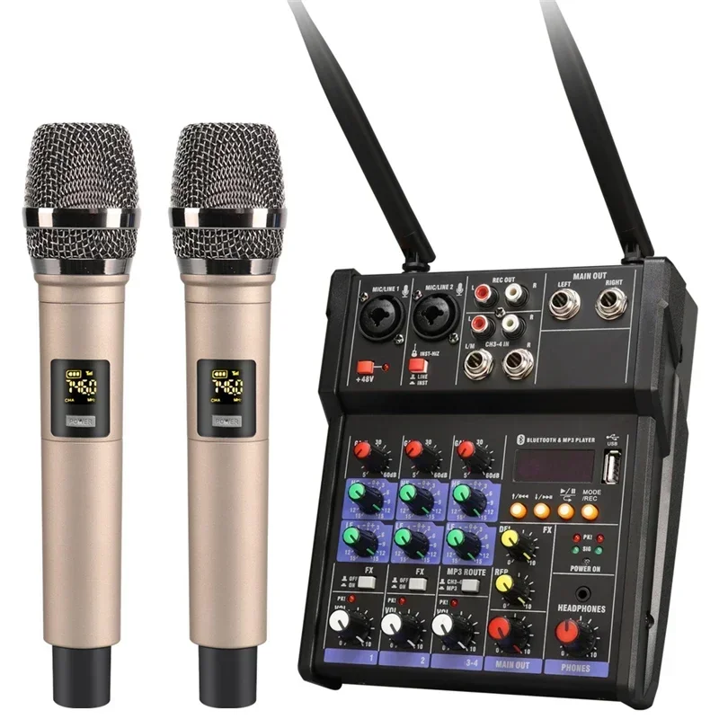 Audio Music Dj - 4-канальный USB-аудиомикшер с беспроводным микрофоном Студийные
