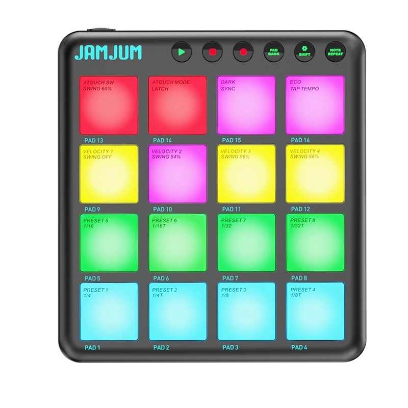 Midi Controller Pad - 【TRAVEL ESSENTIAL】JAMJUM MIDI-контроллер с 16 динамическими